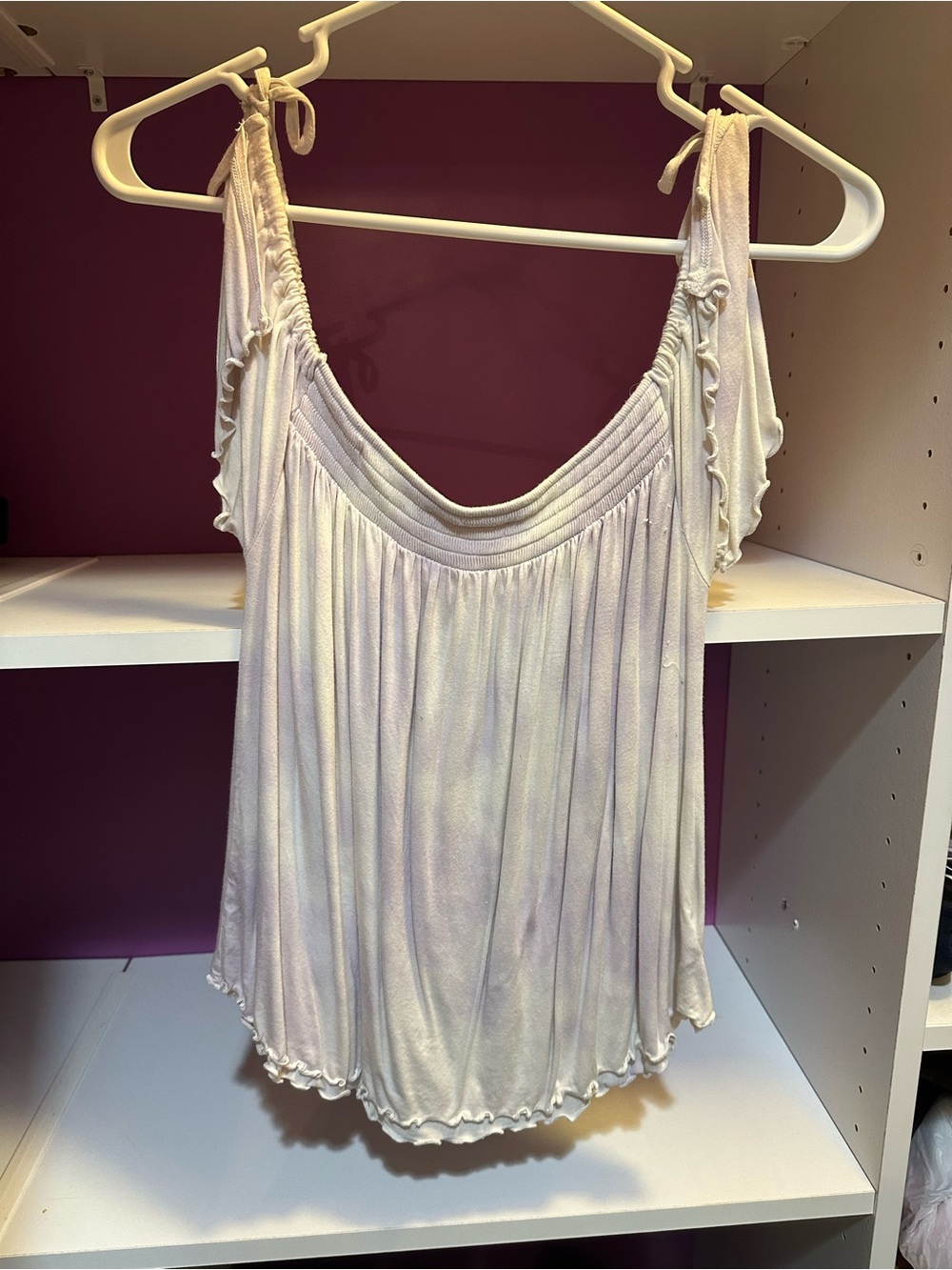 American Eagle Outfitters Cream Ruffle Tie-Shoulder Camisole
